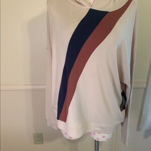 Jessica Simpson Lightweight Cream Hoodie with Striped Design Size Large NEW Cute